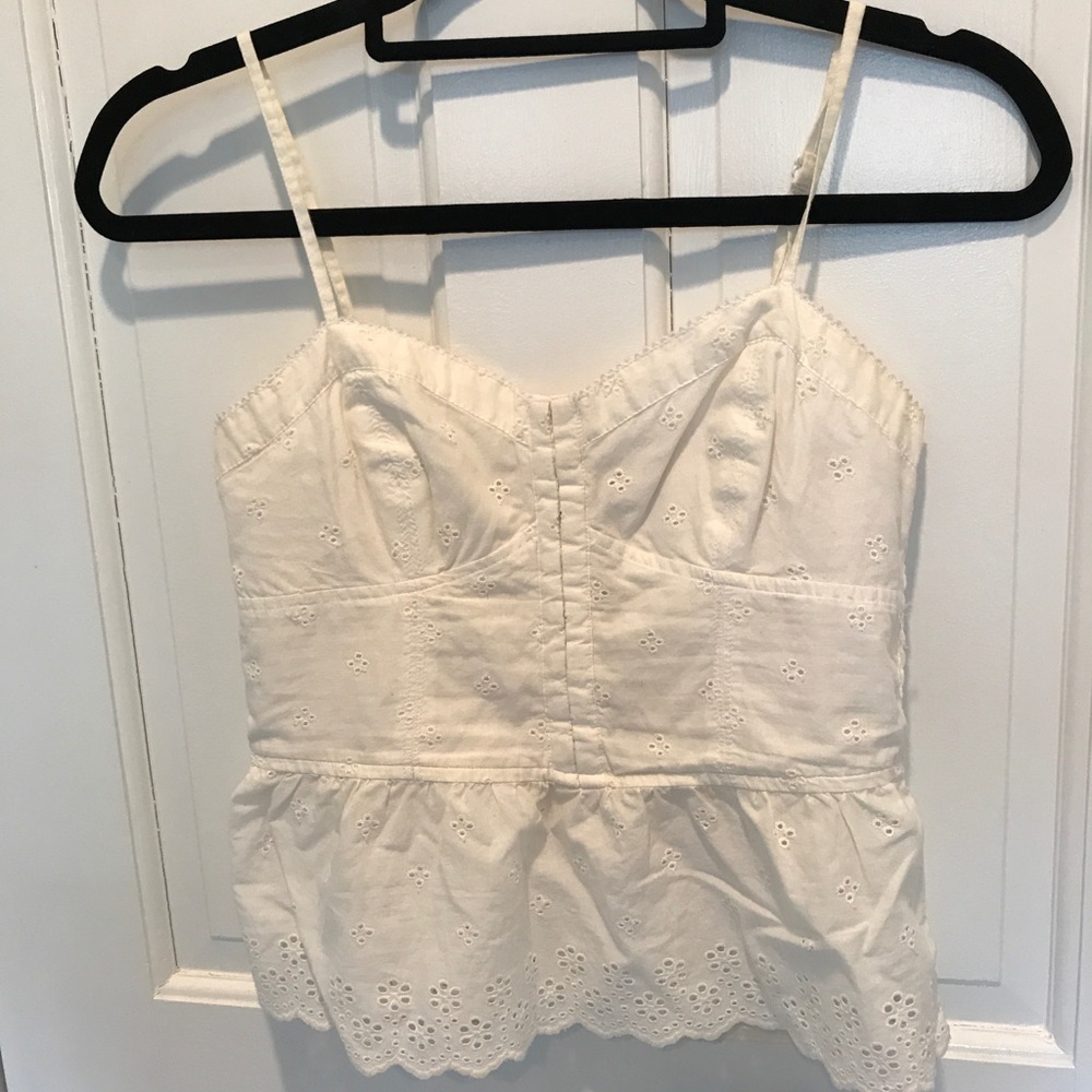 AEO White Darling Eyelet Corset Tank
